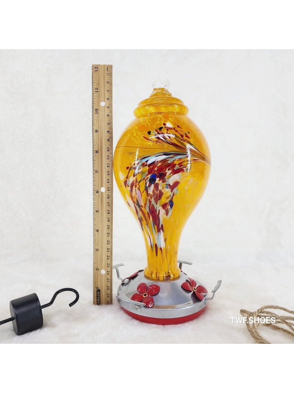 42OZ Orange Glass Hummingbird Bird Feeder Brand New